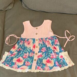 cheeky plum Pink & White Striped Trim Girls Tunic